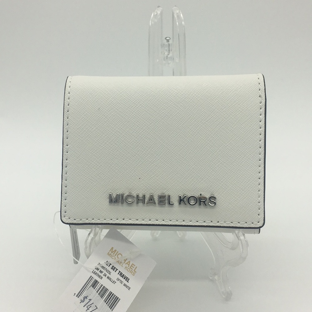 MICHAEL KORS SM MF ZA WALLET OPTIC WHITE - Picture 1 of 8